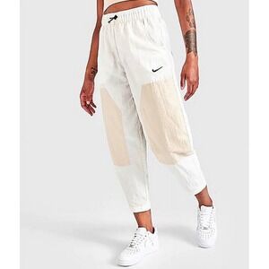 Nike Womens High Waisted Utility Joggers Sail Tan Nylon Cargo Pants Large